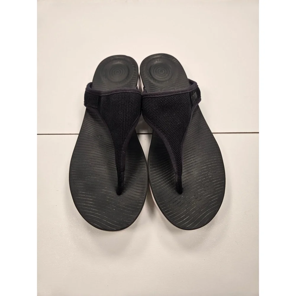 FitFlop iQushion Black Mesh Ergonomic Flip Flop Sandals Comfort Shoe Women US 8 - Picture 4 of 6